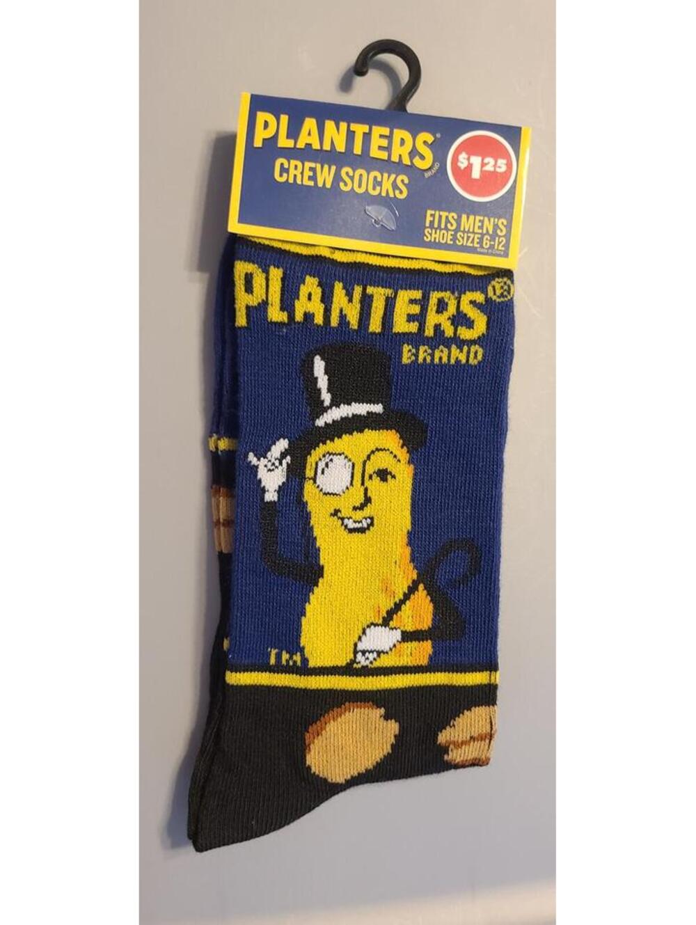 Planters Crew Socks with Mr. Peanut Design